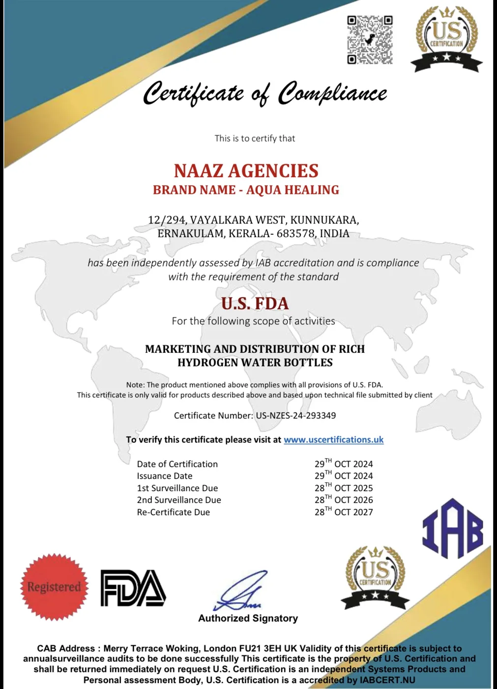 Certificate of Compliance certificate